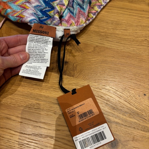 Missoni One Piece Swimsuit in Multicolour Chevron Lamé 38 - Picture 7 of 12
